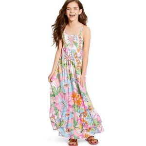 Lily Pulitzer Girls Floral Maxi Dress Sz 7/8